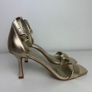 Vince Camuto Womens Enella Ankle Strap Square Toe Gold Sandals Stiletto Heels 6M